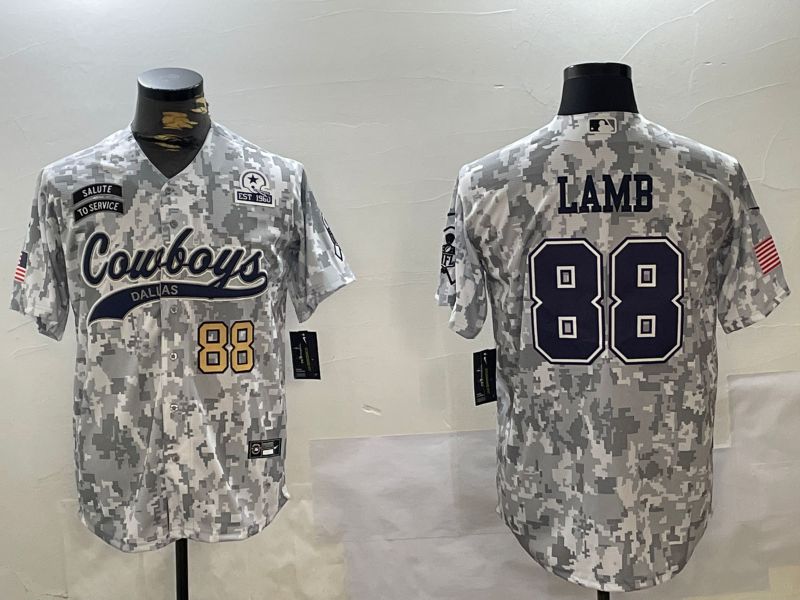 Men Dallas Cowboys #88 Lamb Nike Arctic Camo 2024 Salute to Service Limited NFL Jersey style 1